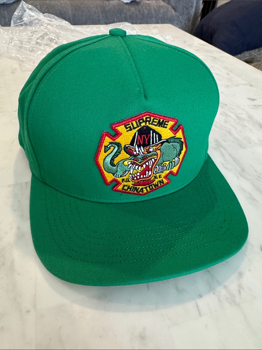 Supreme FDNY ENGINE Green Chinatown NY Patch Cap FW22